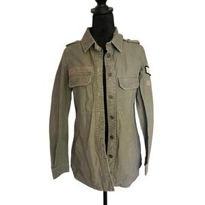 Cotton On Military Style Army‎ Green Button Down Jacket Shacket Womens Size 4
